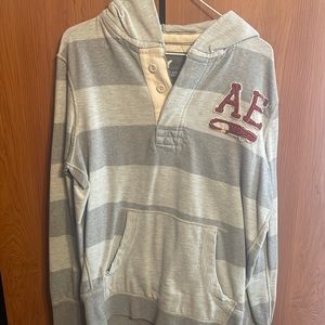 American Eagle Hoodie Gray Striped Pattern Size S